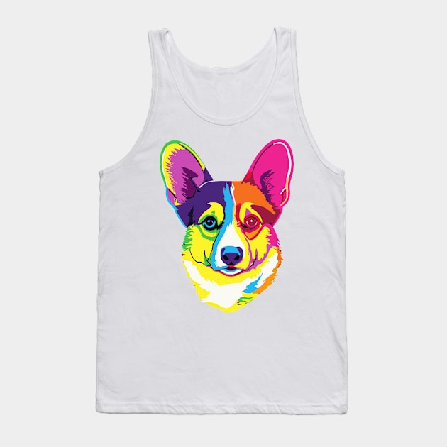 Rainbow Corgi Pop Art Dog Lover Welsh Tank Top by BetterManufaktur